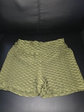 Olive Textured High-Waist Women’s Shorts